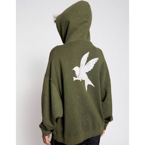 One Teaspoon Painted Bower Bird Batwing Hoodie Sz S
